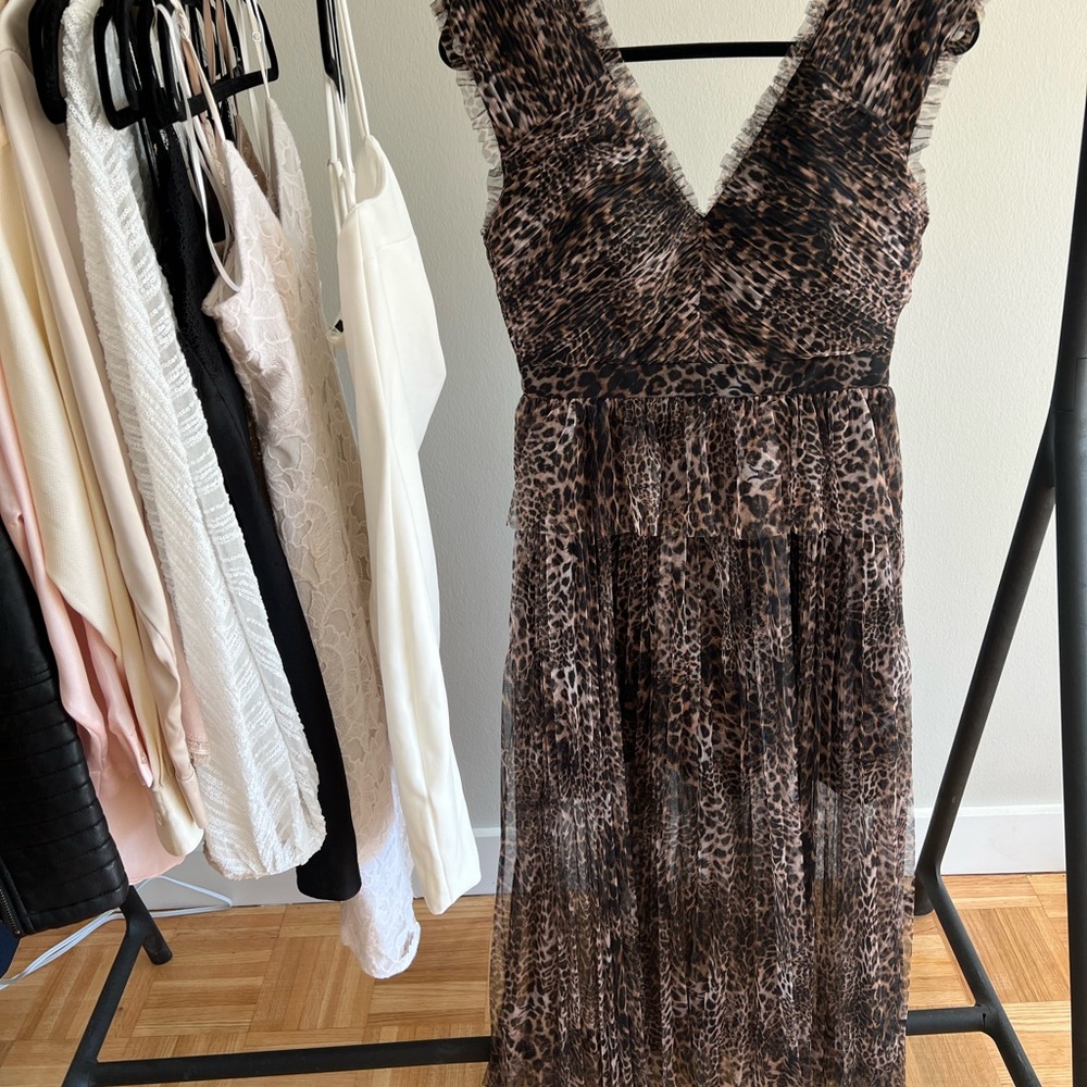 New with tags ALLSAINTS Indra Kiku dress in Fur Brown Size 6